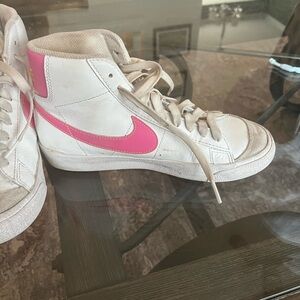 Girls Nike Blazers High-Top Sneakers with Pink Accents